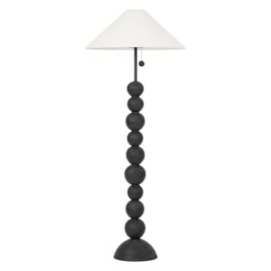 Miela 2-Light Floor Lamp in Forged Iron with Ceramic Black Motif