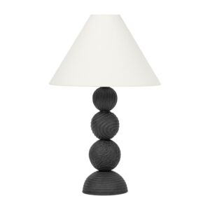 Miela 1-Light Table Lamp in Forged Iron with Ceramic Black Motif