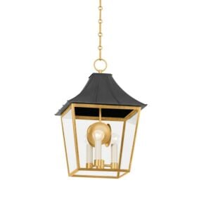 Staatsburg 3-Light Lantern in Vintage Gold Lead with Graphite