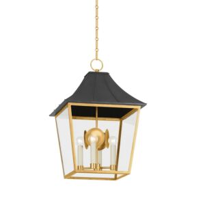 Staatsburg 4-Light Lantern in Vintage Gold Lead with Graphite