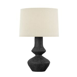 Ancram 1-Light Table Lamp in Vintage Gold Leaf with Ceramic Totem Black