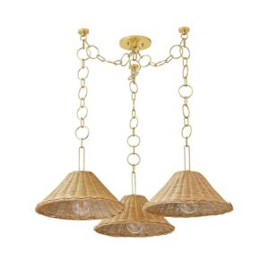 Dalia 3-Light Chandelier in Aged Brass