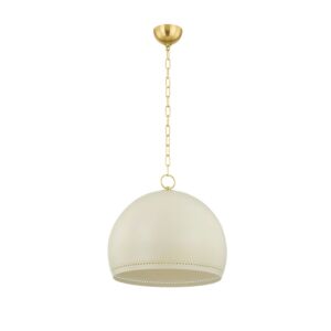 Etna 1-Light Pendant in Aged Brass with Soft Cream