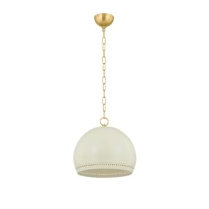 Etna 1-Light Pendant in Aged Brass with Soft Cream