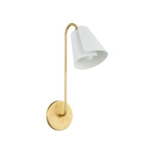 Lila 1-Light Wall Sconce in Gold Leaf with Textured On White Combo