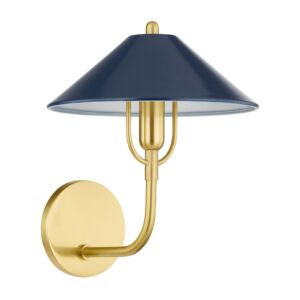 Mariel 1-Light Wall Sconce in Aged Brass with Soft Navy