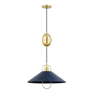 Mariel 1-Light Pendant in Aged Brass with Soft Navy