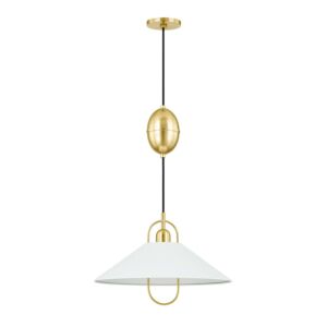 Mariel 1-Light Pendant in Aged Brass with Soft White