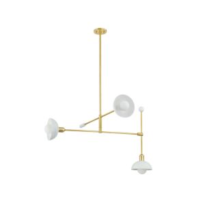 Billie 3-Light Chandelier in Aged Brass with Soft White