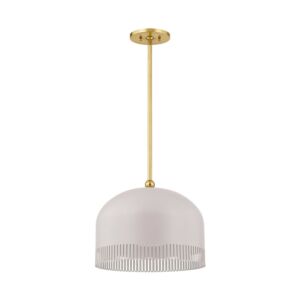 Liba 1-Light Pendant in Aged Brass with Soft Peignoir