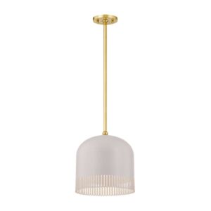 Liba 1-Light Pendant in Aged Brass with Soft Peignoir