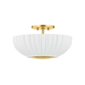 Anne 2-Light Flush Mount in Aged Brass