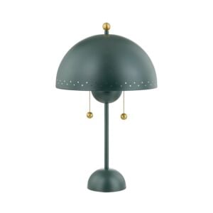 Jojo 2-Light Table Lamp in Aged Brass with Soft Studio Green