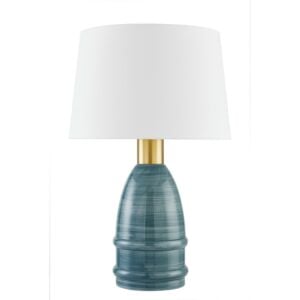 Tenley 1-Light Table Lamp in Aged Brass with Ceramic Inchyra Blue