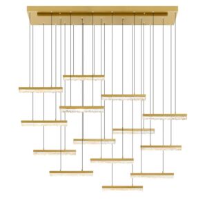 Stagger LED Chandelier in Brass