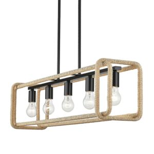 Camden 5-Light Linear Pendant in Matte Black