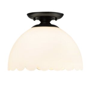 Dorinda BLK 1-Light Semi-Flush Mount in Matte Black