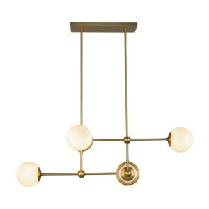 Fiore 4-Light Chandelier in Brushed Gold with Glossy Opal Glass