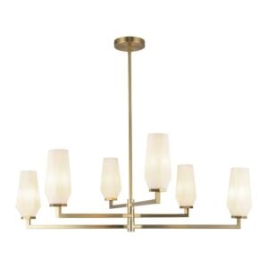 Krysta 6-Light Chandelier in Brushed Gold with Opal Glass