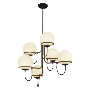 Alba 6-Light Chandelier in Matte Black with Opal Glass