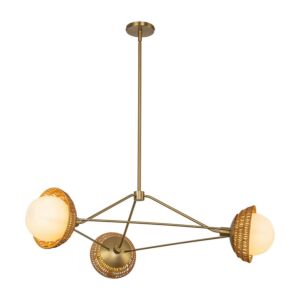 Perth 3-Light Chandelier in Brushed Gold with Opal Glass