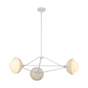 Perth 3-Light Chandelier in White with Opal Glass