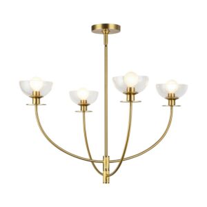 Sylvia 4-Light Chandelier in Brushed Gold with Clear Glass