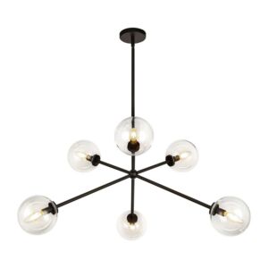 Cassia 6-Light Chandelier in Matte Black with Clear Glass