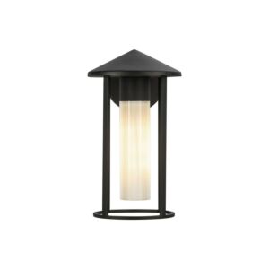 Tenko 1-Light Exterior Wall Mount in Black with Glossy Opal Glass