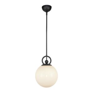 Fiore 1-Light Pendant in Matte Black with Glossy Opal Glass