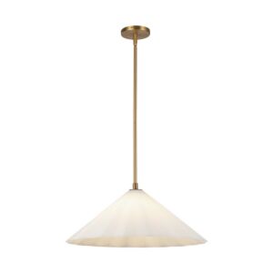 Serena 1-Light Pendant in Aged Brass with Opal Glass