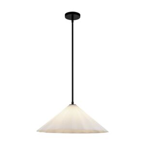 Serena 1-Light Pendant in Matte Black with Opal Glass