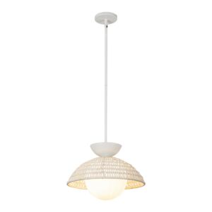 Perth 1-Light Pendant in White with Opal Glass