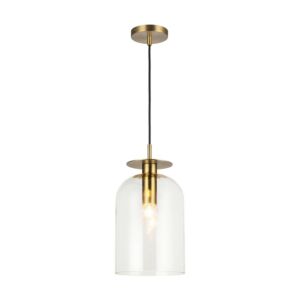 Sylvia 1-Light Pendant in Brushed Gold with Clear Glass