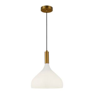 Belleview 1-Light Pendant in Aged Brass with Opal Glass