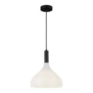 Belleview 1-Light Pendant in Matte Black with Opal Glass