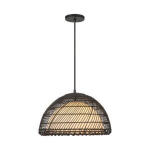 Bondi 1-Light Pendant in Matte Black with Opal Glass