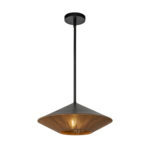 Daphne 1-Light Pendant in Matte Black with Brown Cotton Rope