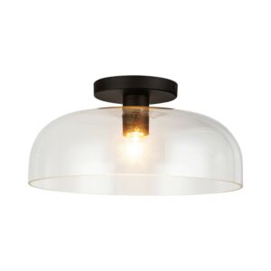 Sylvia 1-Light Semi-Flush Mount in Matte Black with Clear Glass