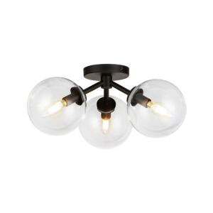 Cassia 3-Light Semi-Flush Mount in Matte Black with Clear Glass