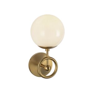 Fiore 1-Light Wall Vanity in Brushed Gold with Glossy Opal Glass