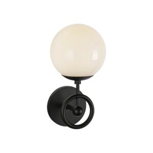 Fiore 1-Light Wall Vanity in Matte Black with Glossy Opal Glass