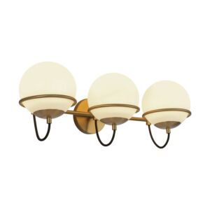 Alba 3-Light Wall Vanity in Aged Brass with Opal Glass