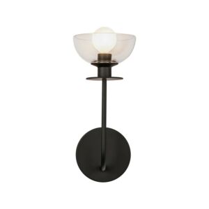 Sylvia 1-Light Wall Vanity in Matte Black with Clear Glass