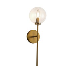 Cassia 1-Light Wall Vanity in Aged Brass with Clear Glass