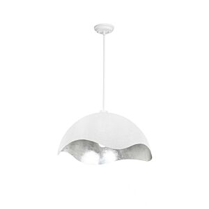 Eclos 1-Light Pendant in Textured White W with Silver Leaf