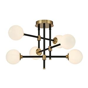 Cosmet 6-Light Flush Mount in Coal and Aged Brass