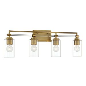 Binsly 4-Light Bathroom Vanity Light in Antique Noble Brass