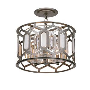 Hexly 3-Light Semi-Flush Mount in Bronze & Sultry Silver