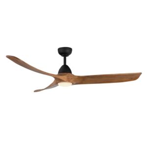 Baylor 60" Outdoor Ceiling Fan in Matte Black with Natural Wood